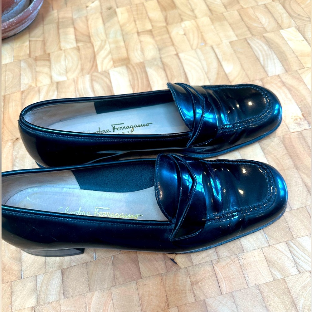 Salvatore Ferragamo Vintage Patent Leather Penny Loafers SZ 7 - Picture 2 of 7
